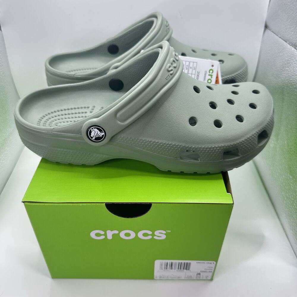 Crocs Kids Classic Clogs ‘Moss Green’ Size 6 Junior New Lightweight Slip On